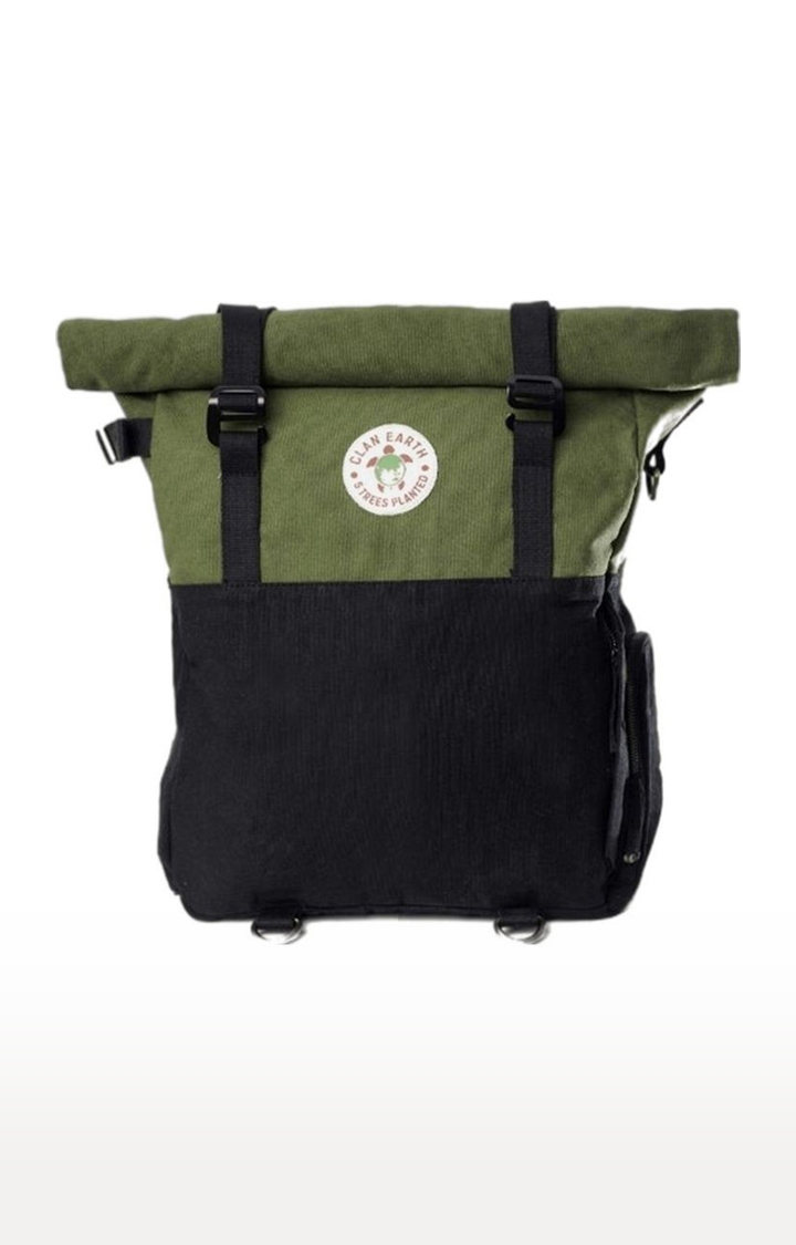 Clan Earth | Unisex Olive Green & Charcoal Black Sustainable Pangolin Backpack