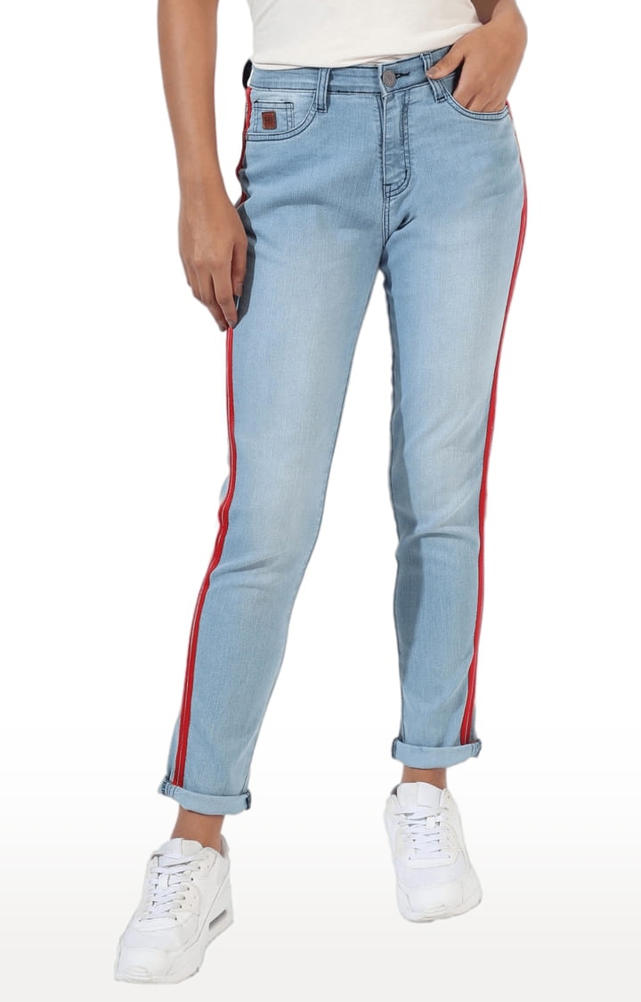 CAMPUS SUTRA | Women's Classic Blue Medium-Washed Slim Fit Denim Jeans