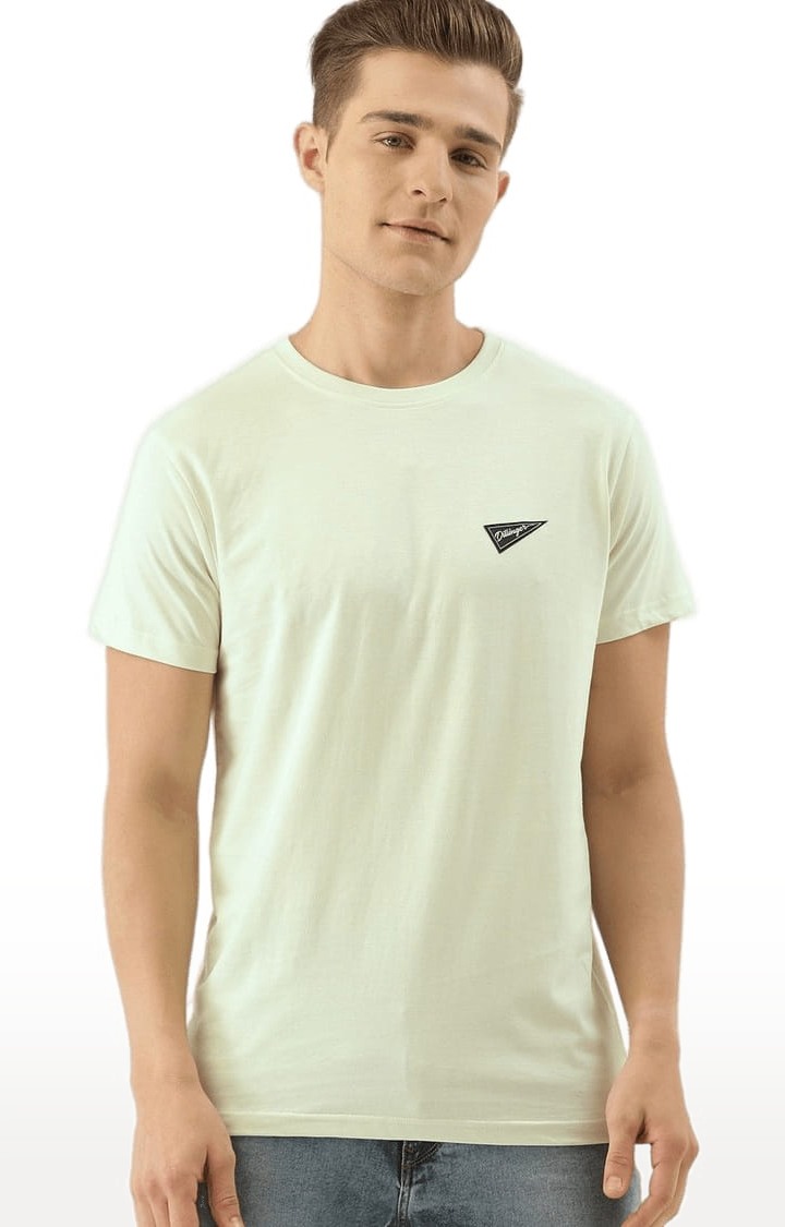 Men's Green Cotton Solid T-Shirts