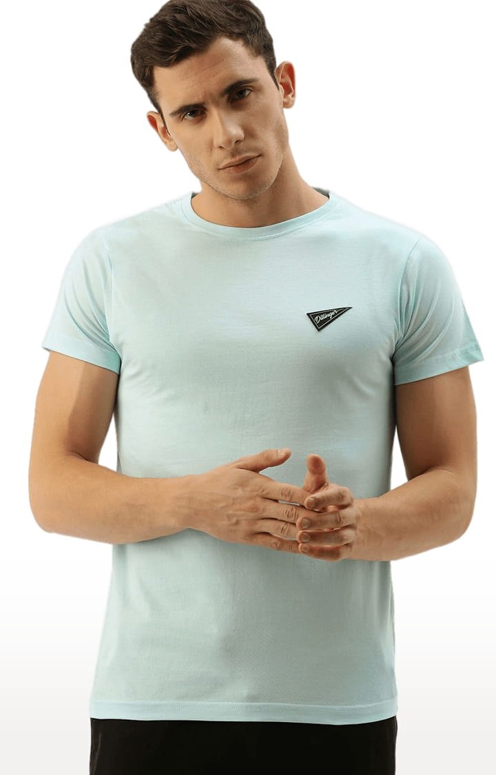 Men's Blue Cotton Solid T-Shirts