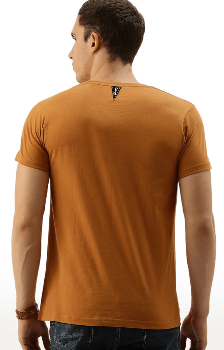 Men's Brown Cotton Solid T-Shirts