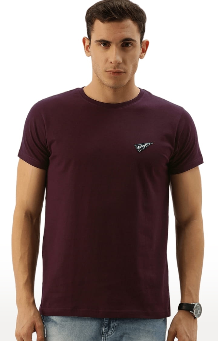 Men's Purple Cotton Solid T-Shirts