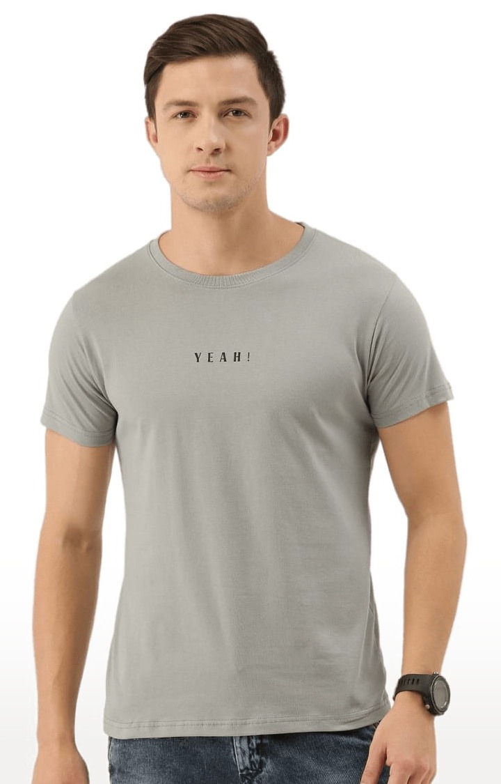 Men's Grey Cotton Solid T-Shirts