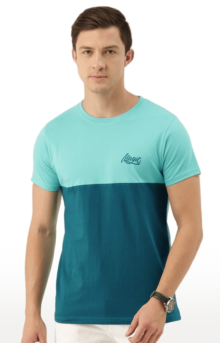 Men's Green Cotton Colourblock T-Shirts