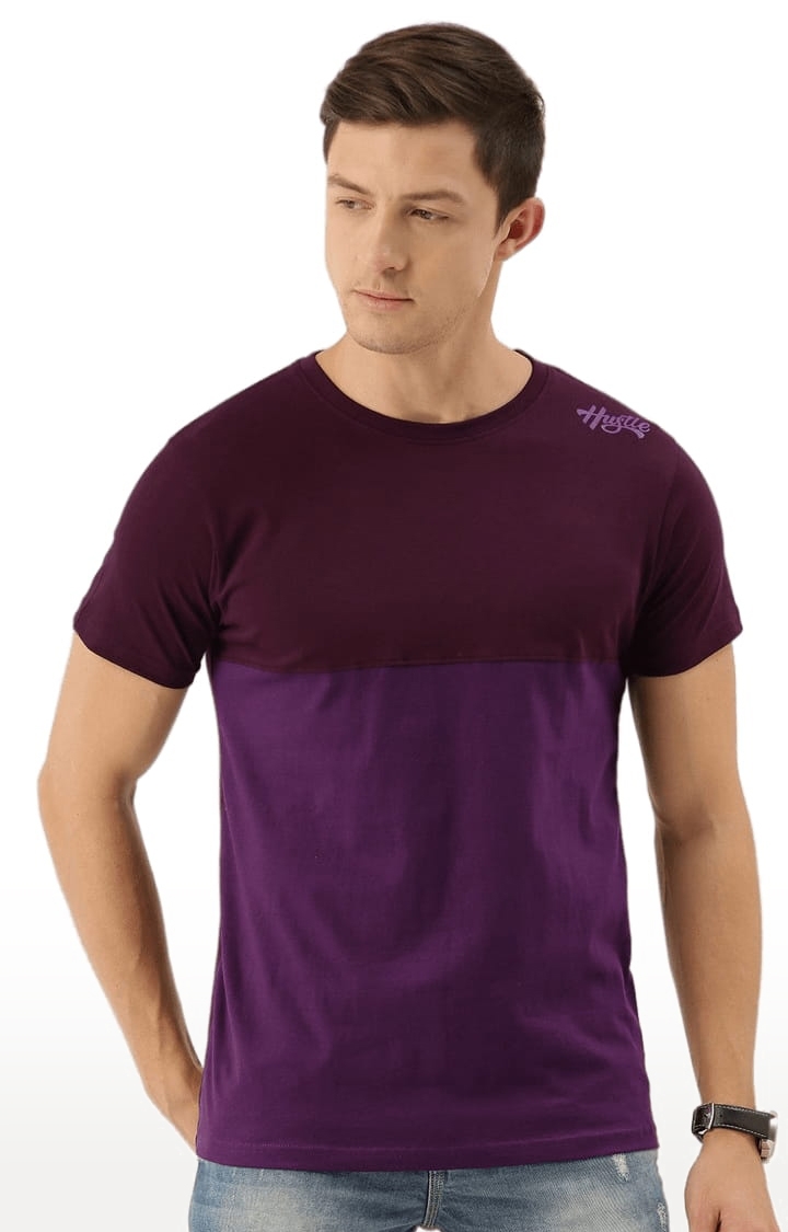 Men's Red Cotton Colourblock T-Shirts