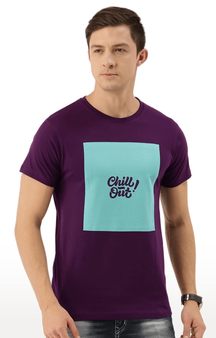 Men's Purple Cotton Printed T-Shirts