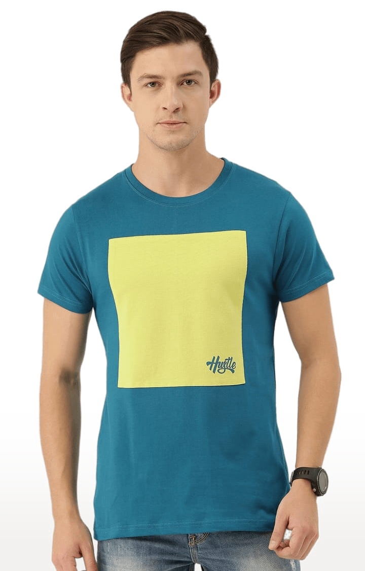 Men's Blue Cotton Printed T-Shirts