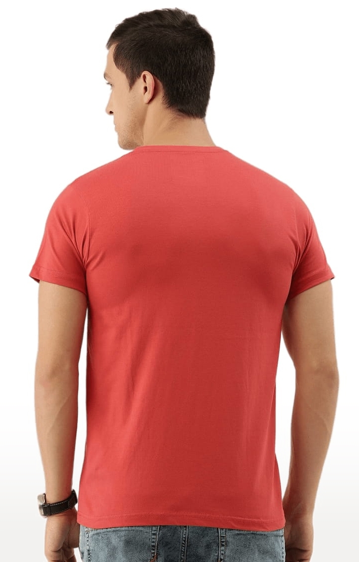 Men's Red Cotton Printed Regular T-Shirt