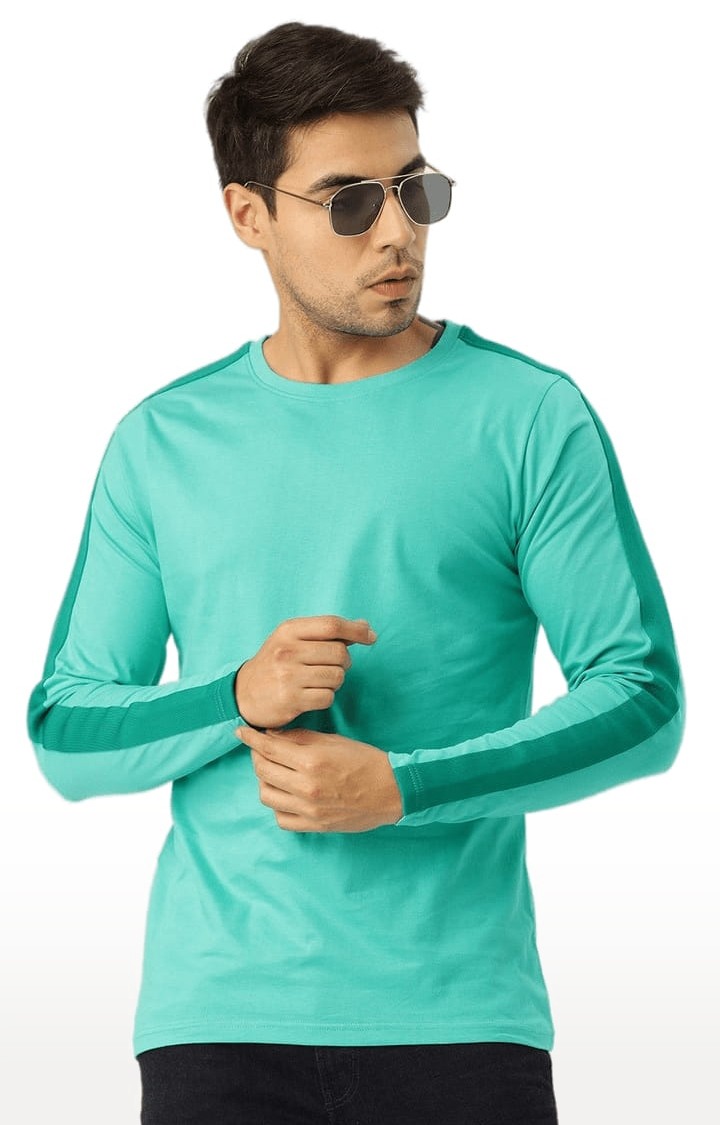 Men's Green Cotton Solid T-Shirts
