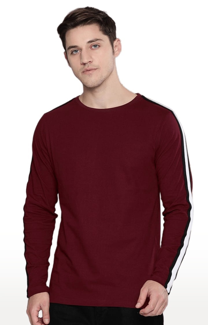 Men's Red Cotton Solid T-Shirts