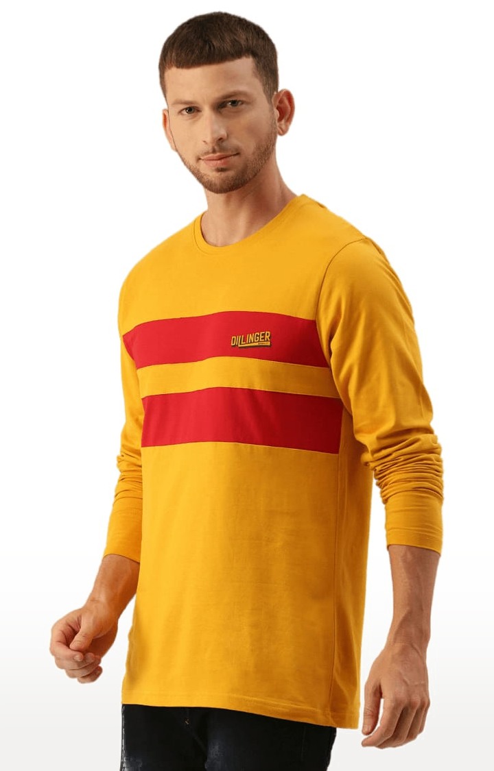Men's Yellow Cotton Colourblock T-Shirts