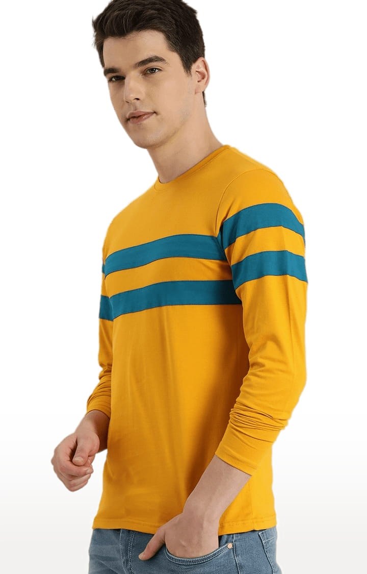 Men's Yellow Cotton Colourblock T-Shirts