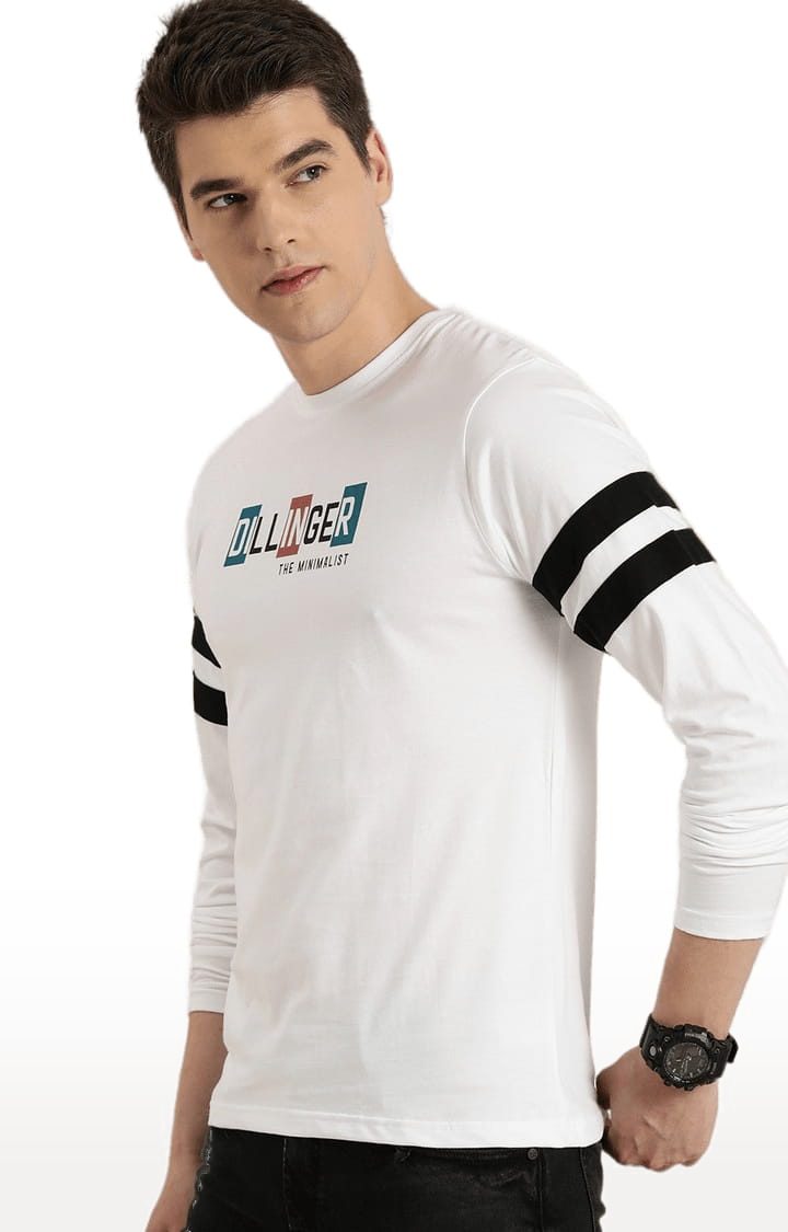 Men's White Cotton Typographic Printed  T-Shirts