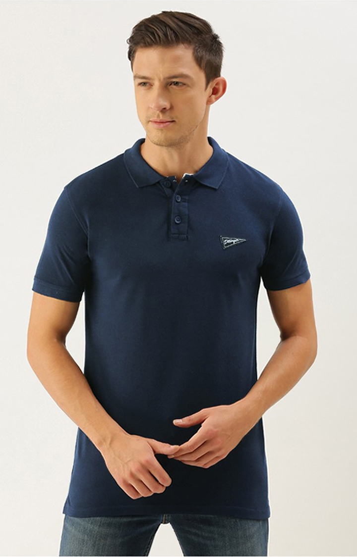 Dillinger | Men's Blue Cotton Solid Polo T-Shirt