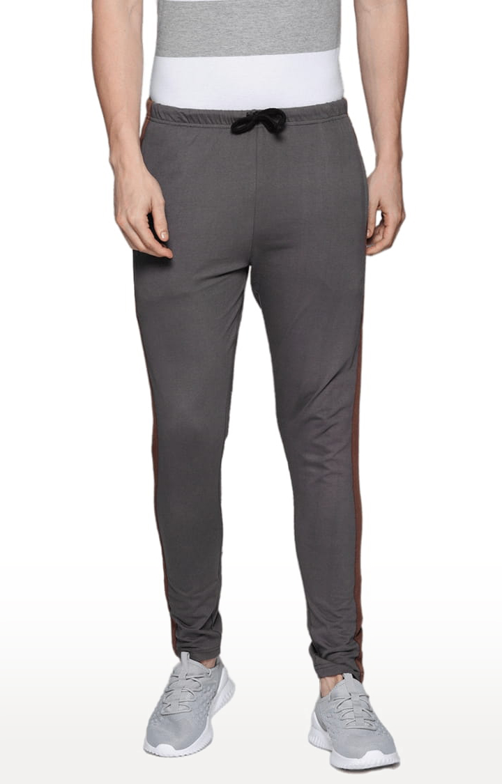 Men's Grey Cotton Solid Trackpants