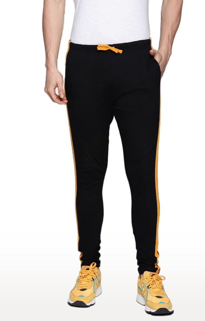 Men's Black Cotton Solid Trackpant