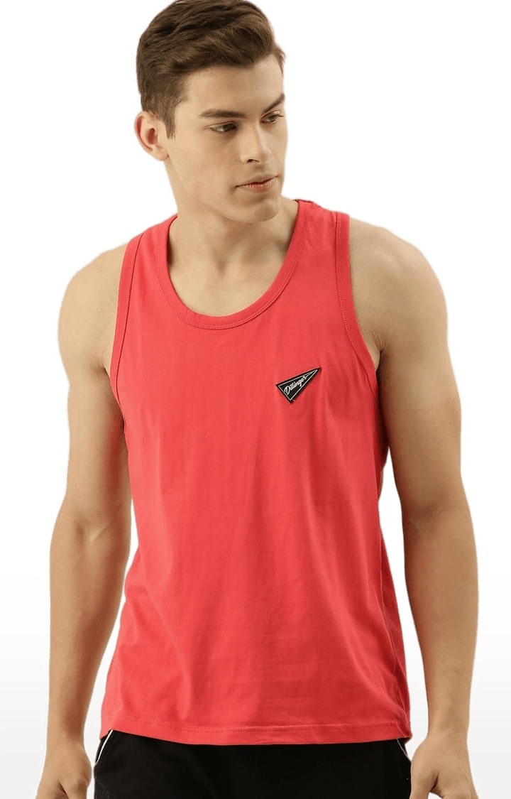 Men's Red Cotton Solid T-Shirts