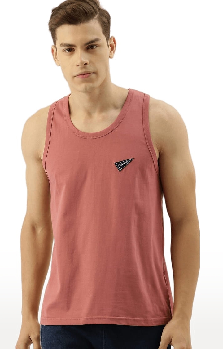 Men's Pink Cotton Solid T-Shirts