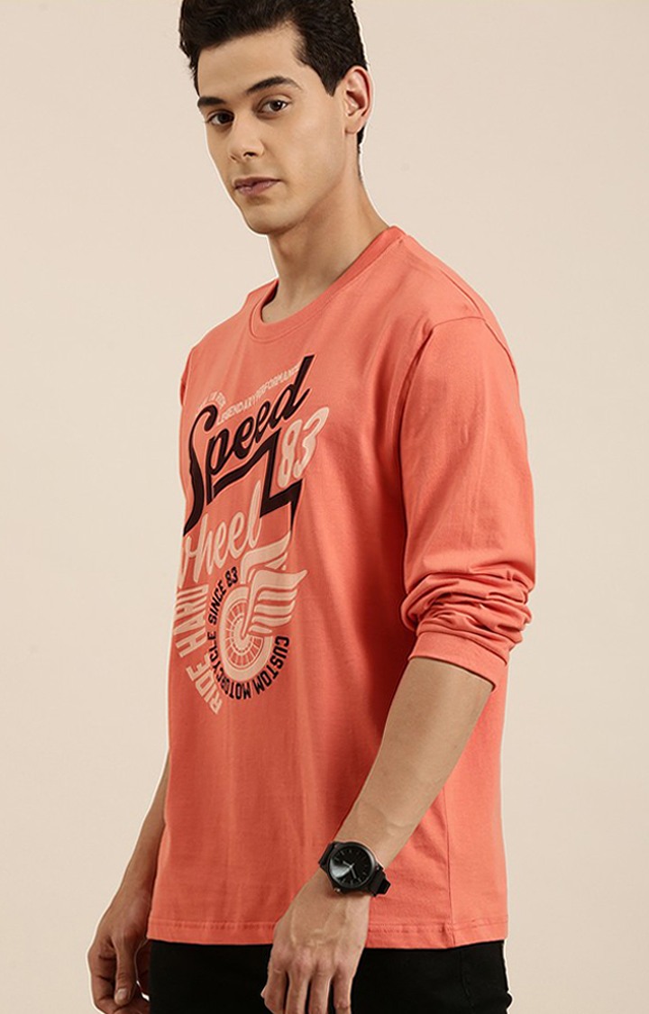 Men's Orange Cotton Typographic Sweatshirts