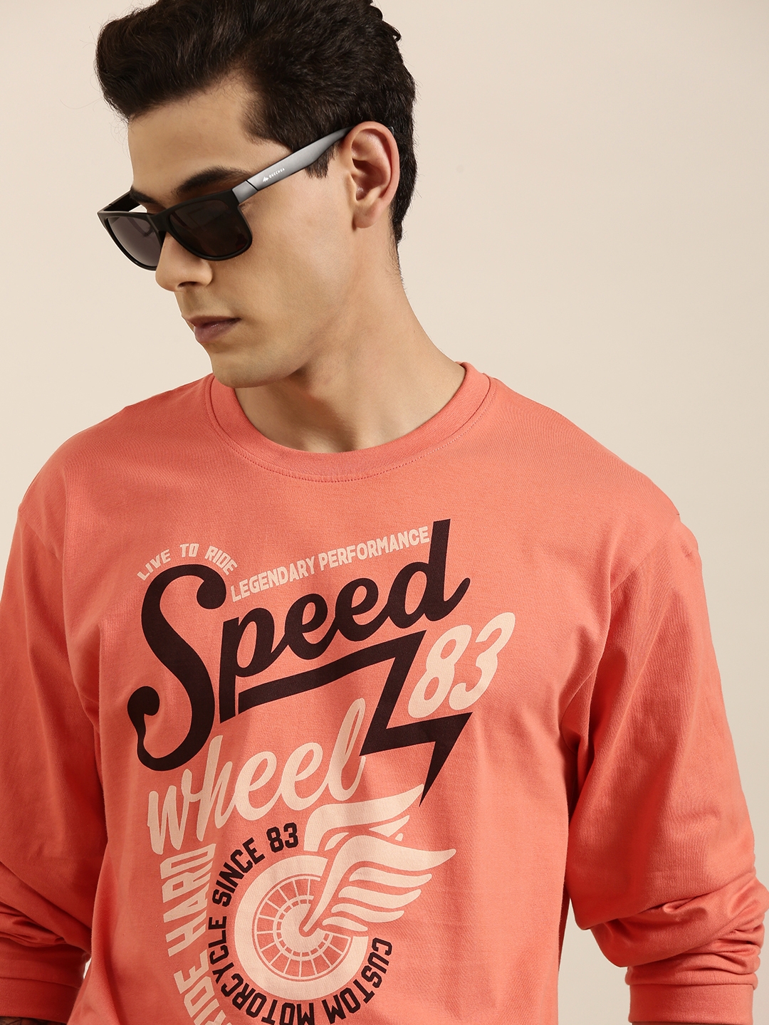 Men's Orange Cotton Typographic Sweatshirts