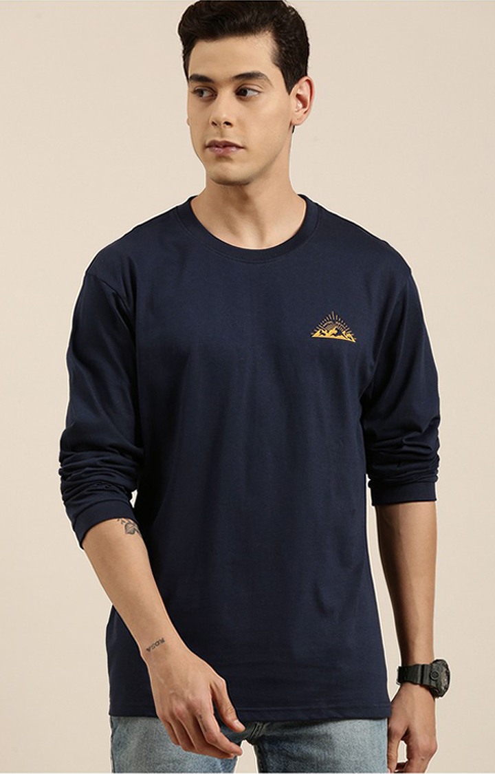 Men's Blue Cotton Printed Sweatshirts