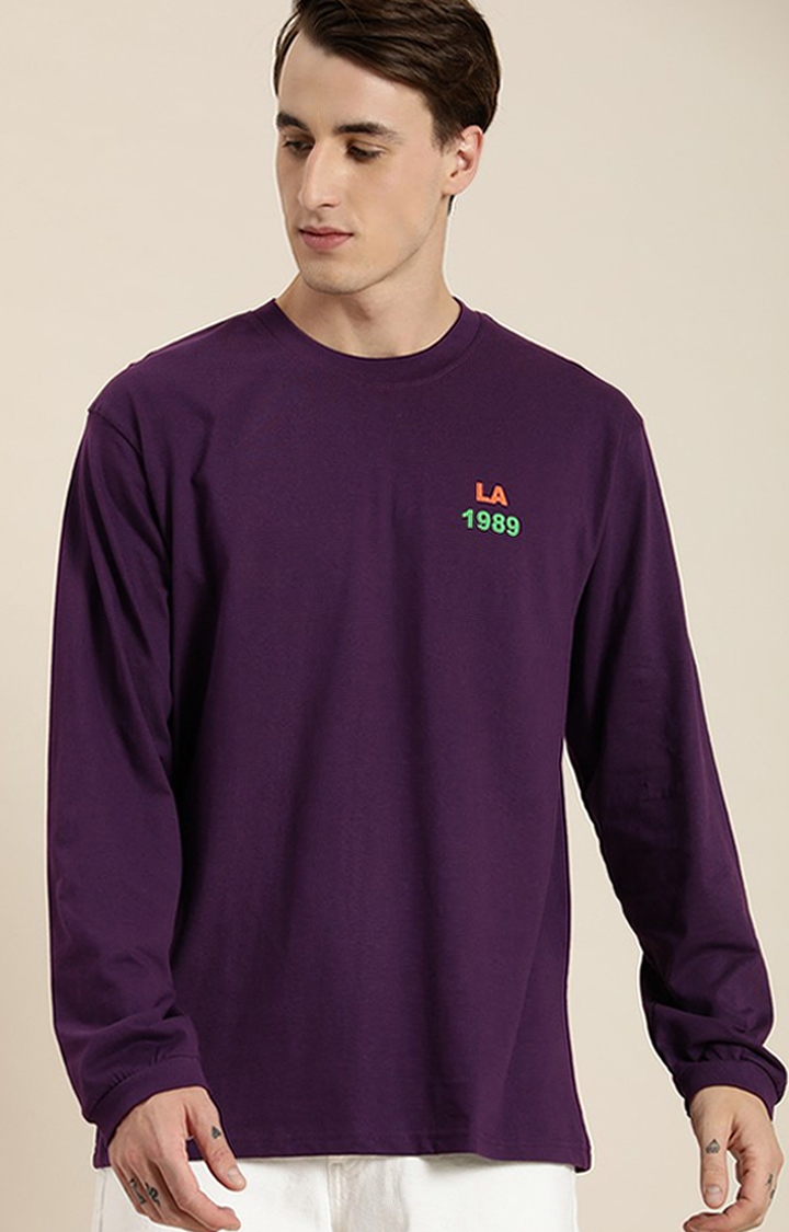 Men's Purple Cotton Printed Sweatshirts