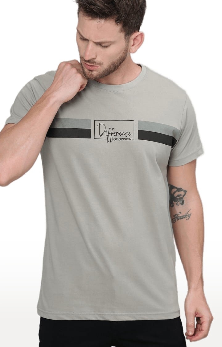 Men's Grey Cotton Printed T-Shirt