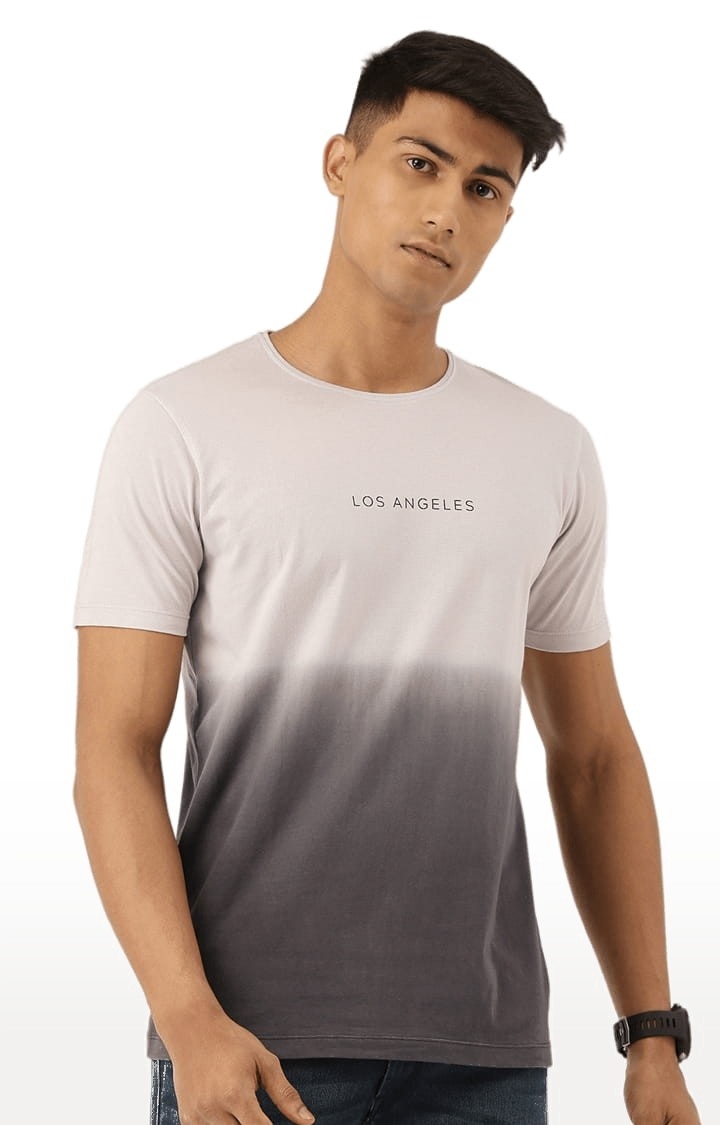 Men's Grey Cotton Solid T-Shirt
