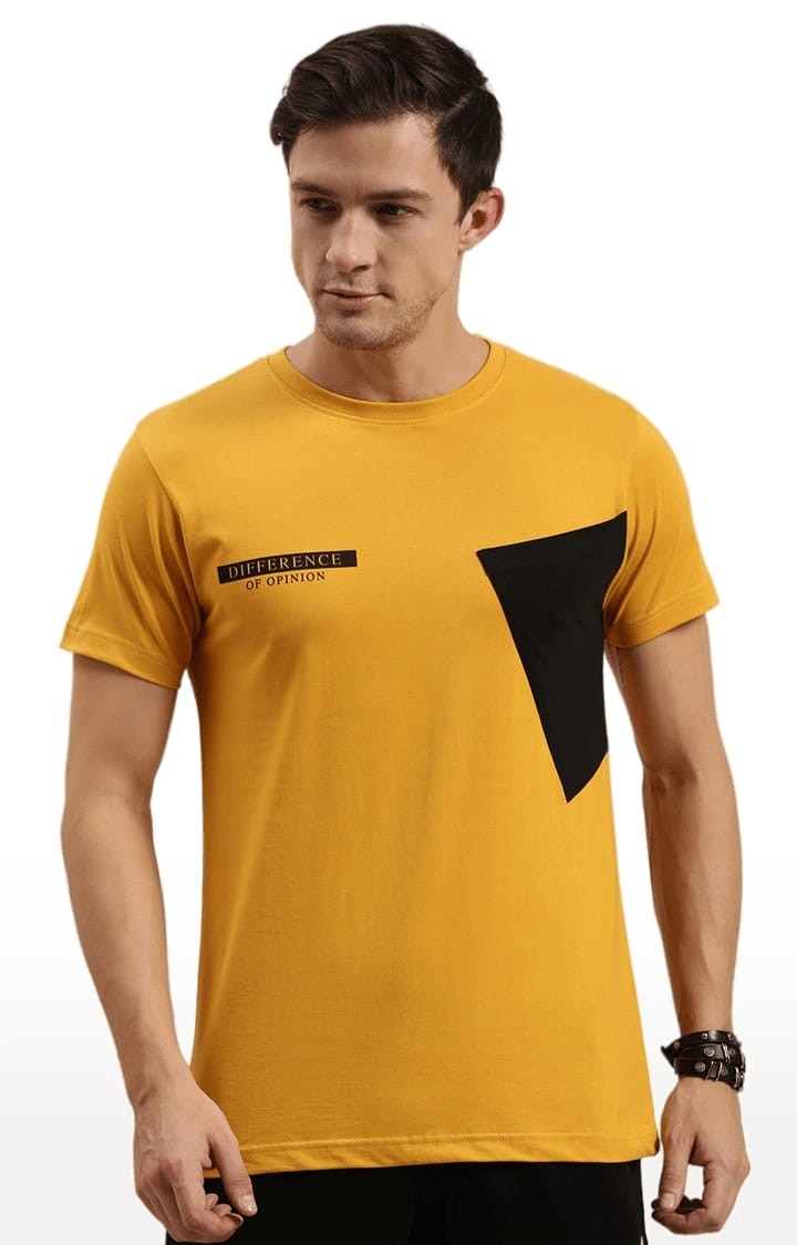 Men's Yellow Colourblocked T-Shirt