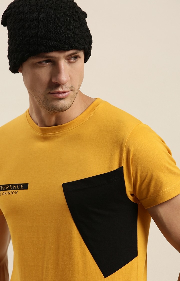 Difference of Opinion Yellow Colour-block T-Shirt