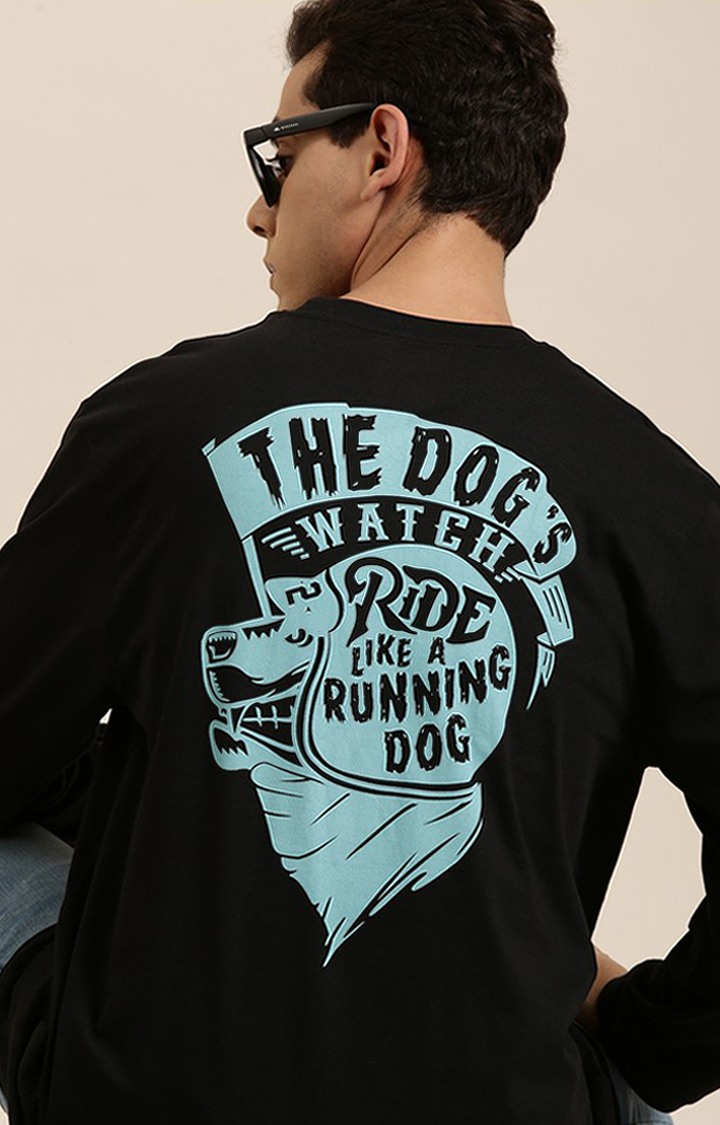 Men's Black Cotton Graphics Sweatshirt