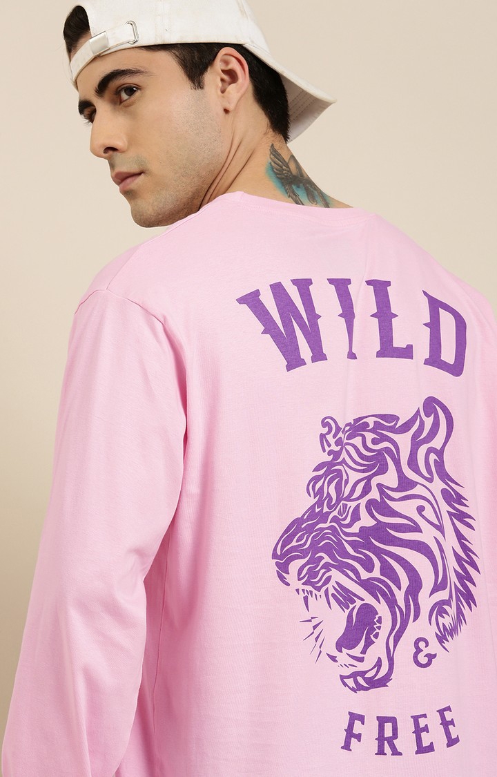 Men's Pink Cotton Colourblock Sweatshirt