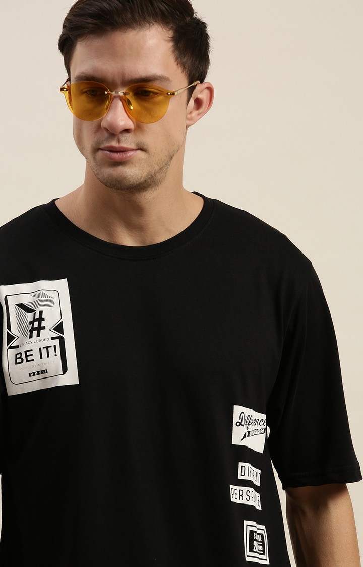 Difference of Opinion Black Graphic Oversized T-Shirt