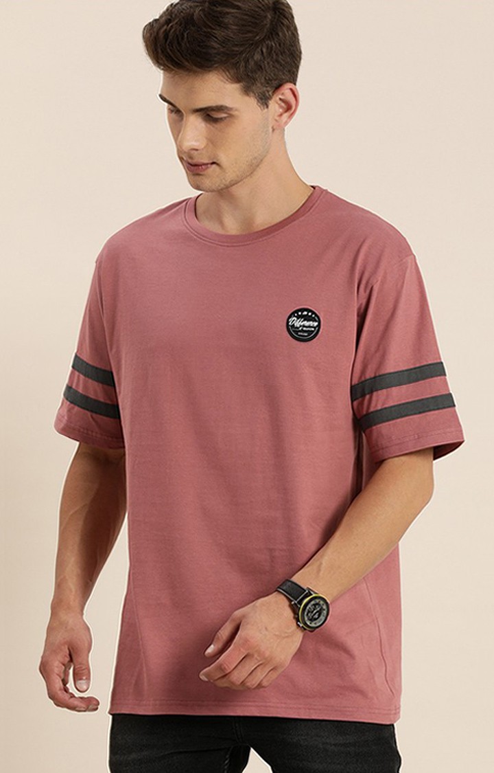 Men's Pink Cotton Solid Oversized T-Shirt