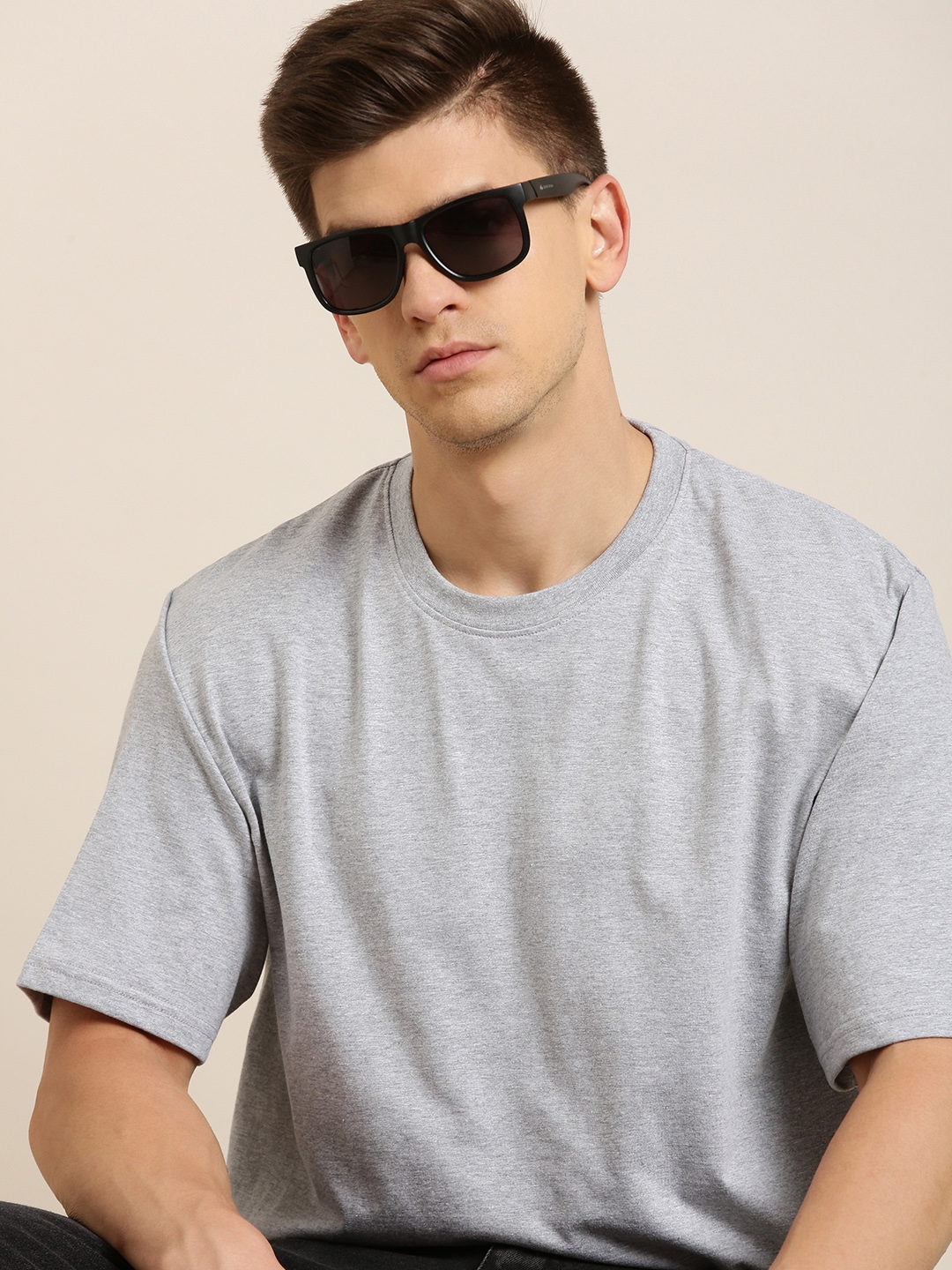 Difference of Opinion Grey Solid Oversized T-Shirt