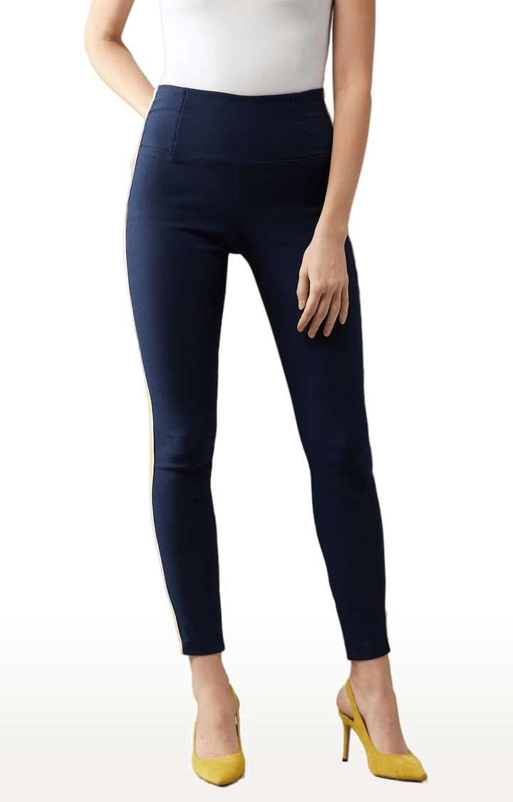 Dolce Crudo | Women's Navy Blue Polyester Solid Jegging