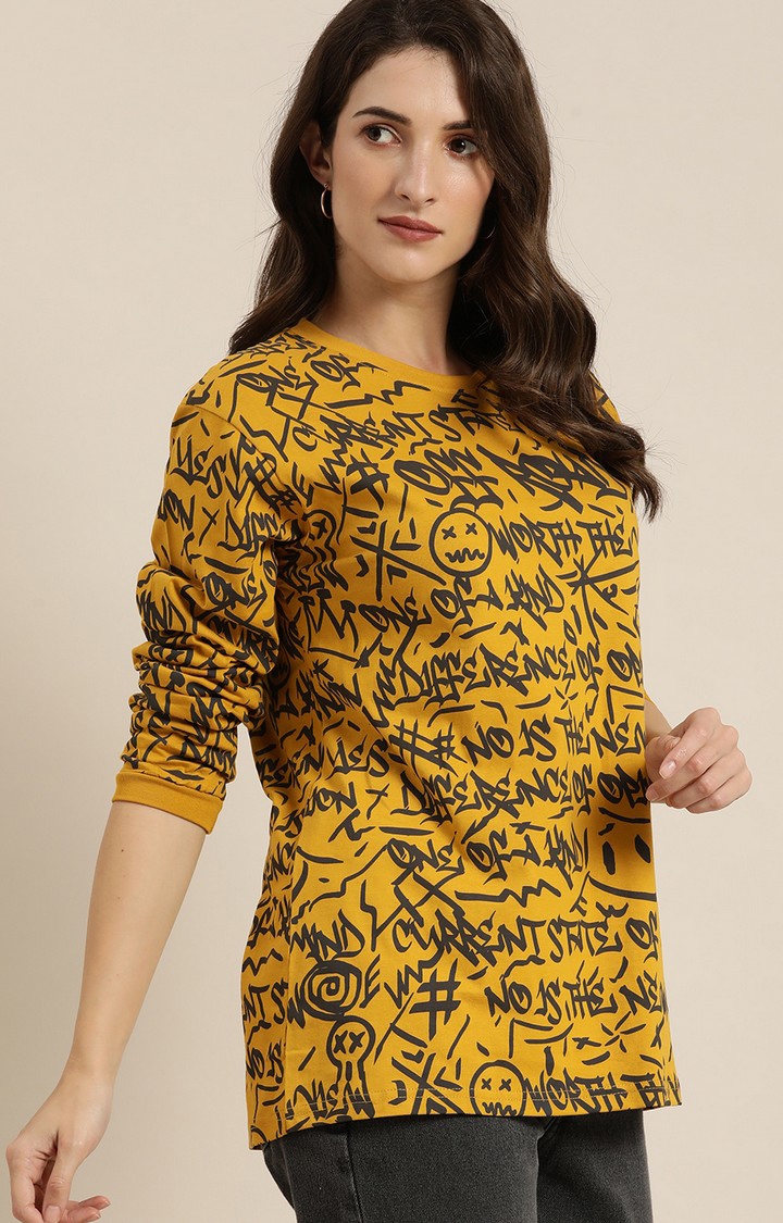 Difference of Opinion | Women's Brown Cotton Graphics Sweatshirt