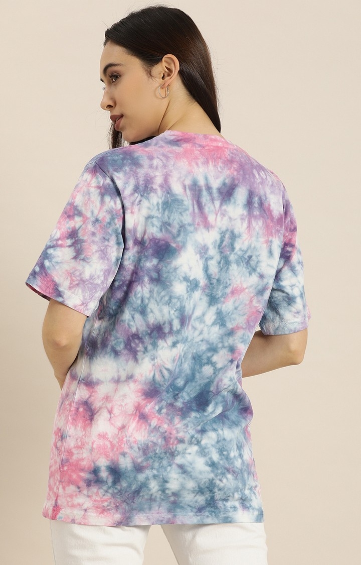 Women's Multicolour Cotton Tie Dye Regular T-Shirt