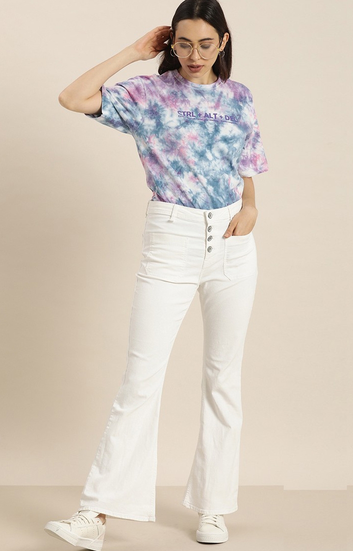 Women's Multicolour Cotton Tie Dye Regular T-Shirt