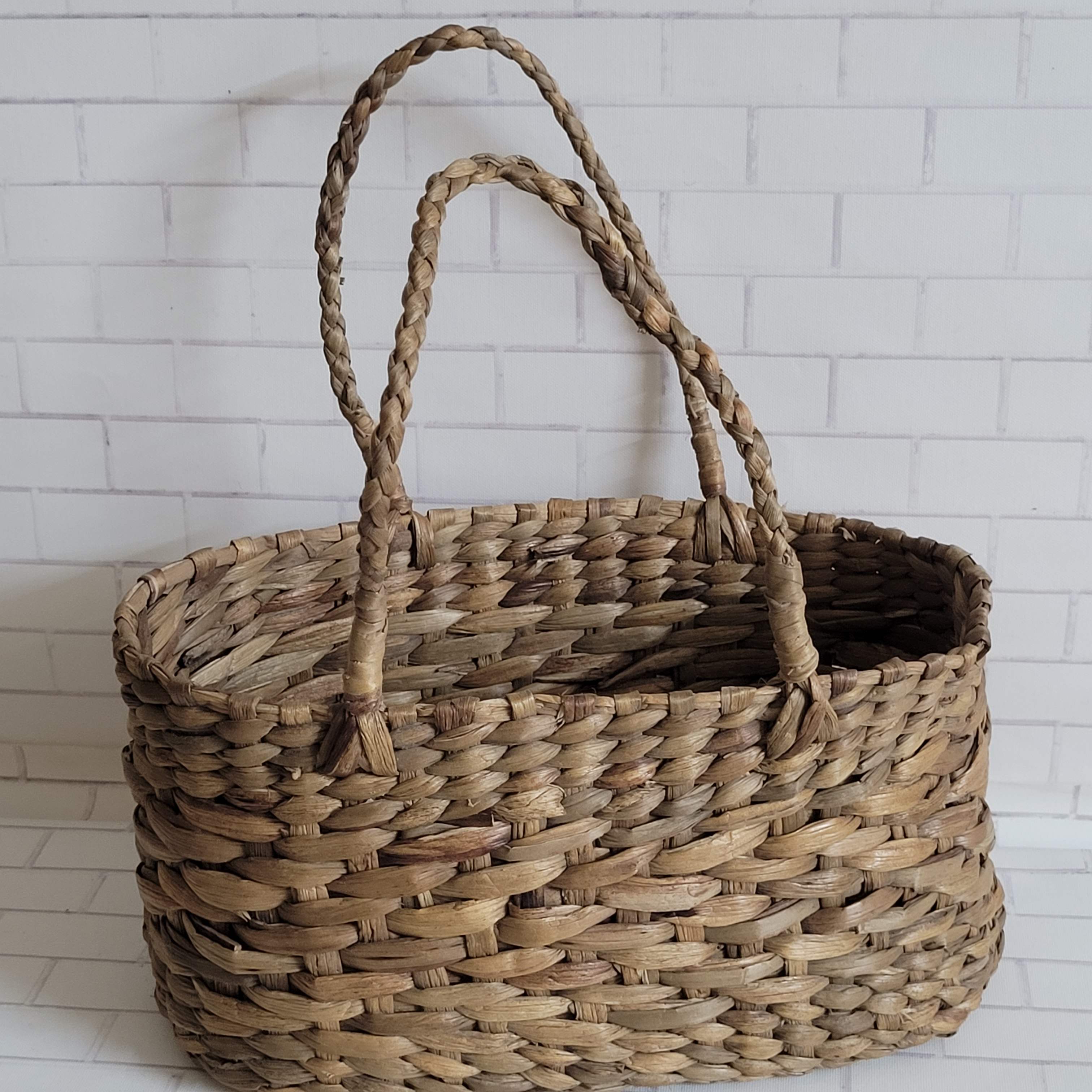 Cane Oval Hamper Basket with Handle 