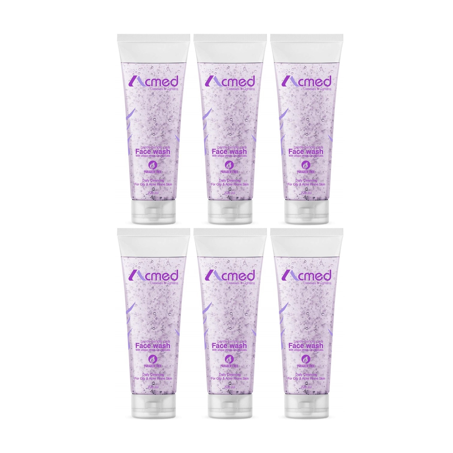 Acmed Pimple Care Face Wash for Acne Prone Skin (200grams) : Pack of 6
