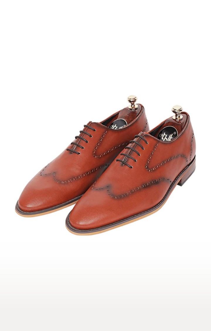 Ethik | Men's Aristo Brown PU Oxfords