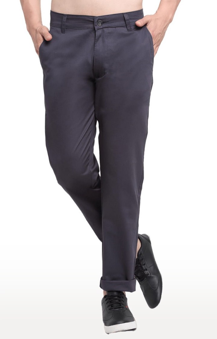 Men's Grey Cotton Solid Chino