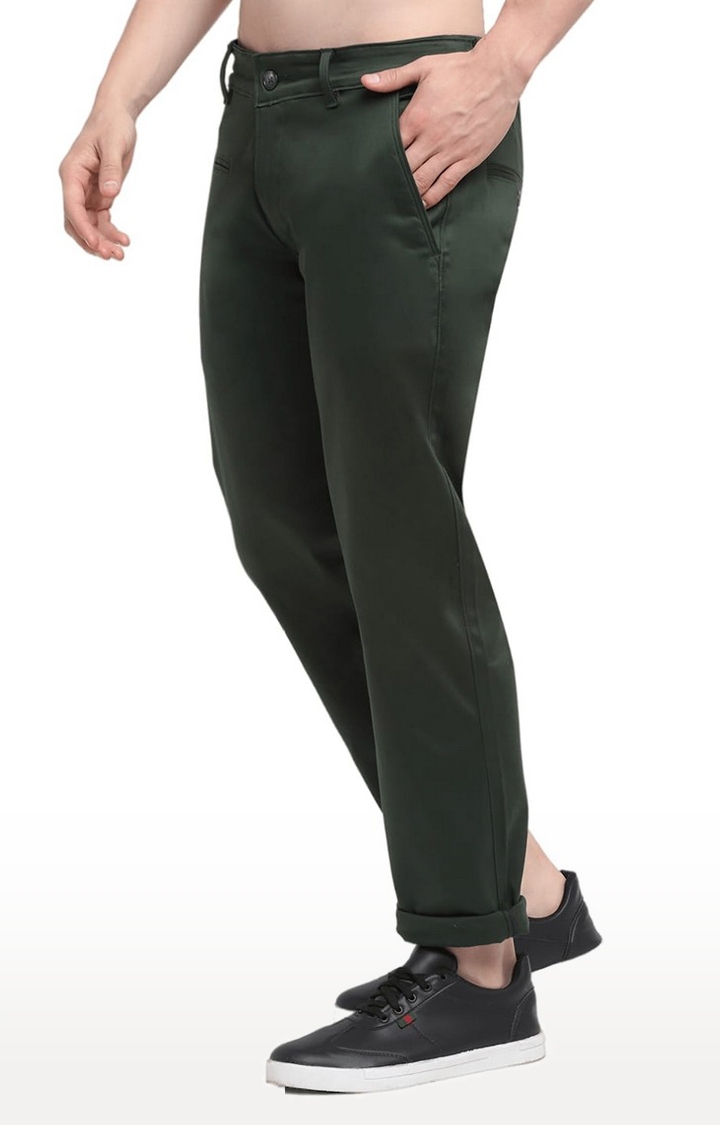 Men's Green Cotton Solid Chino
