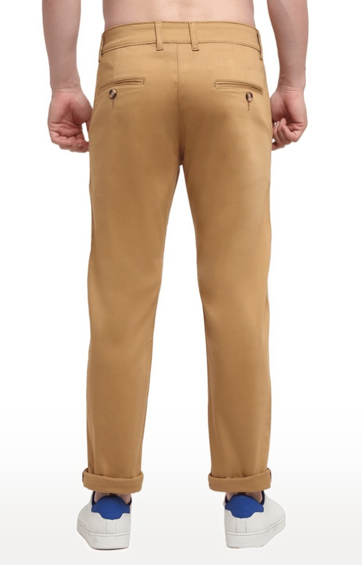 Men's Brown Cotton Solid Chino