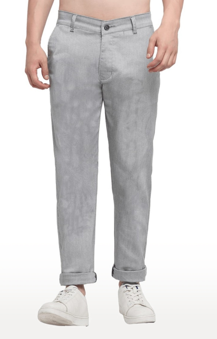 Ennoble | Men's Grey Cotton Solid Chino