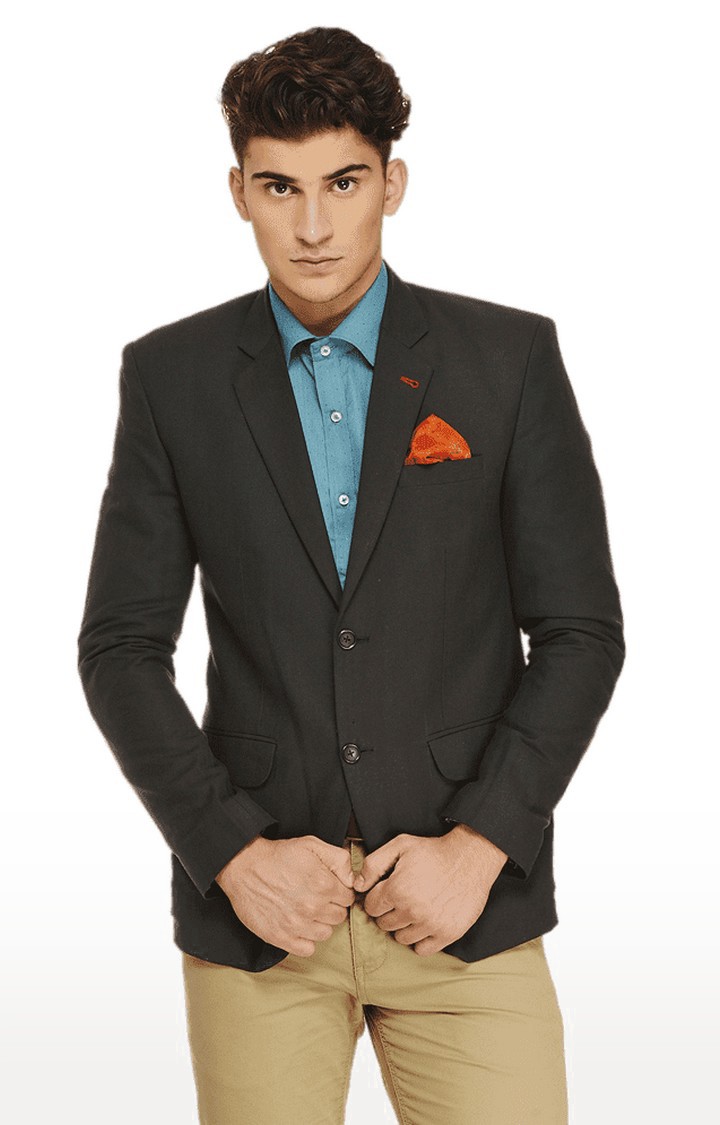 Ennoble | Men's Grey Viscose Slim Fit Blazer