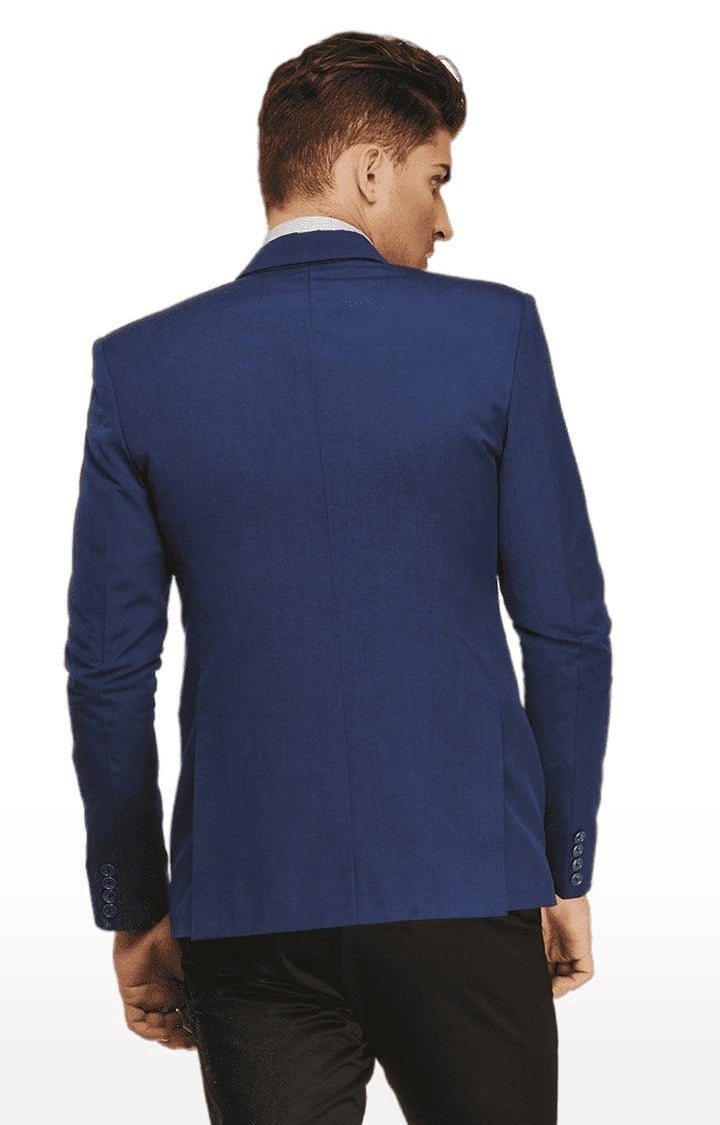Men's Blue Viscose Slim Fit Blazer