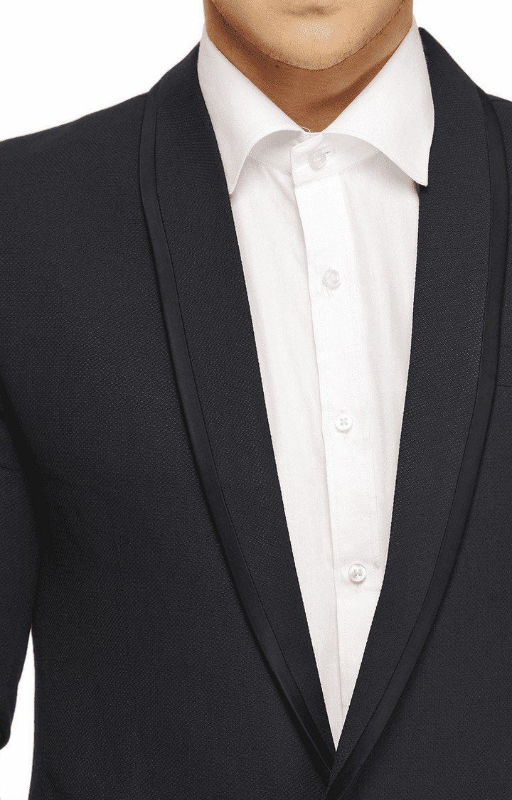 Men's Navy Blue Viscose Slim Fit Blazer