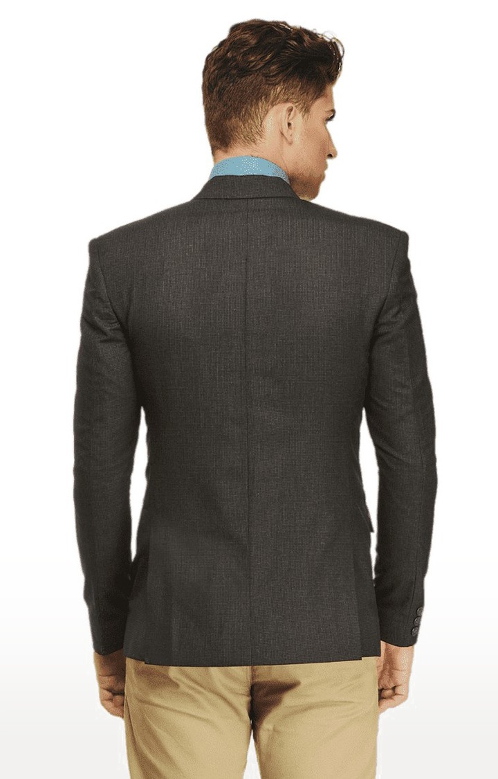 Men's Grey Viscose Slim Fit Blazer